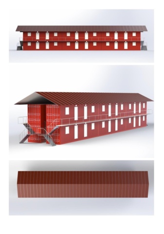 1486151-75 Boendecontainer – 40’ HC med 2 studiolägenheter (oanvänd)