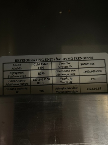 1368651-5 Refrigerated counter with top shelf and storage - Cold Table 1600 -2024