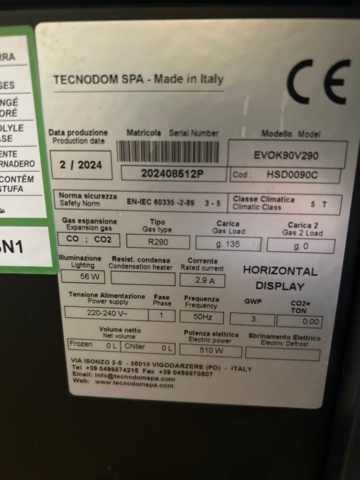 1368652-6 Pastry refrigerator - Tecnodom EVO EVOK90V290 -2024