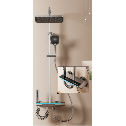 1485955-1 Ceiling shower with intelligent digital display, grey/anthracite