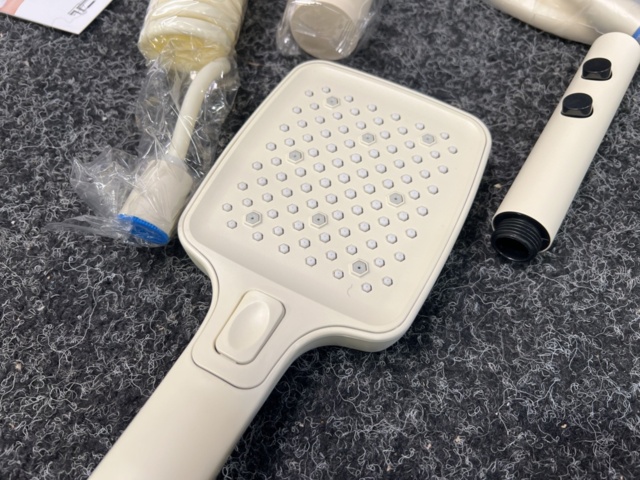 1485976-14 Ceiling shower with intelligent digital display, white/beige