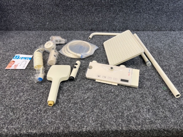 1485984-4 Ceiling shower with intelligent digital display, white/beige