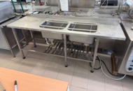 1140888 Measuring bench (left) with double shelves, sliding rails and lower shelves, approx. 210x65x90 cm