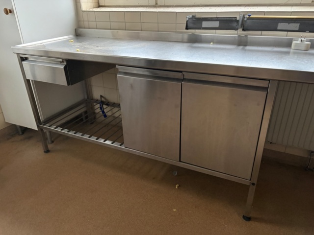 1486664-2 Stainless steel bench with sink and base cabinet