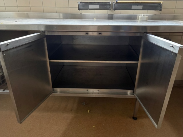 1486664-5 Stainless steel bench with sink and base cabinet