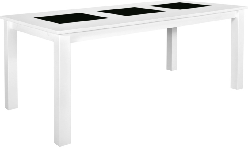 1486777-1 Jasmine dining table 180x90 cm white with black tiles "Granite"