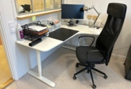 1368657 Everything in the office - Corner desk, filing cabinet, screen, etc.