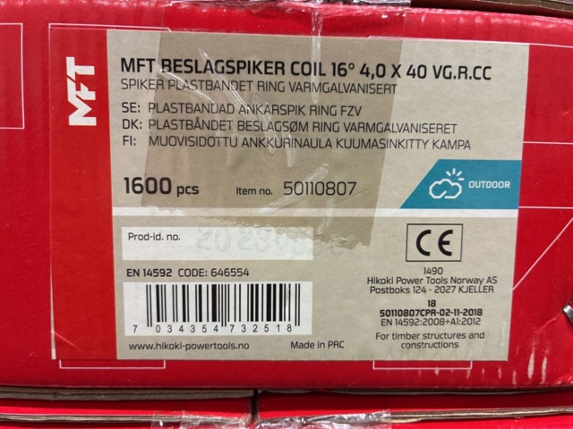 1486877-3 Approximately 3200 pcs Plastic-banded anchor nails 4.0x40mm, MFT