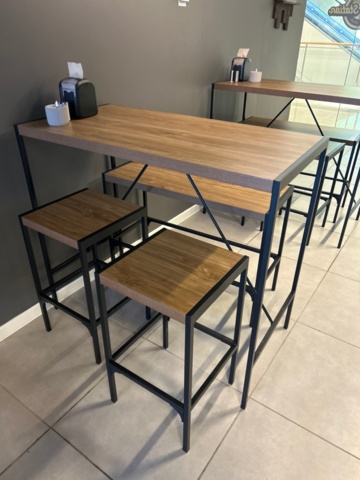 1368670-4 Café/restaurant furniture - 4 tables, 4 benches, 8 stools and 4 wall decorations