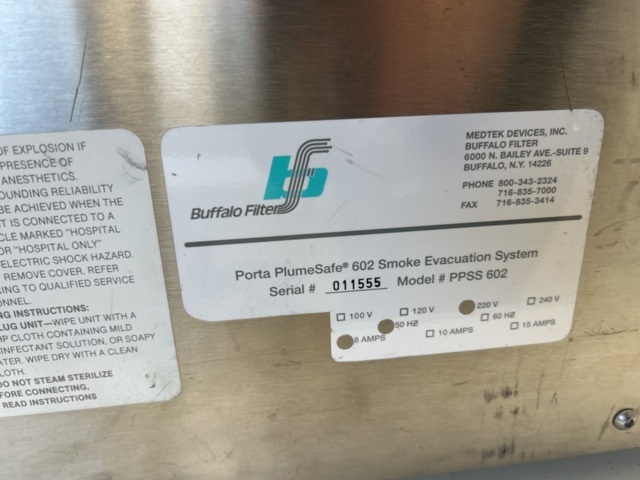 1453345-9 Rökgasutsug - Buffalo Filter Porta PlumeSafe 602