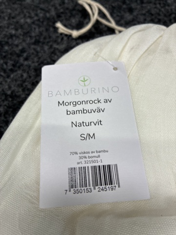 1488121-4 Morgonrock Bamburino bambuväv naturvit, strl S/M