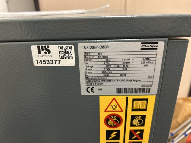 1453377-6 Oil-free scroll compressor with refrigeration dryer and filter - Atlas Copco SF2 with CD3+