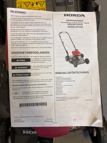 1482205-5 Lawn Mower - Honda HRS536C5VKEA -2022