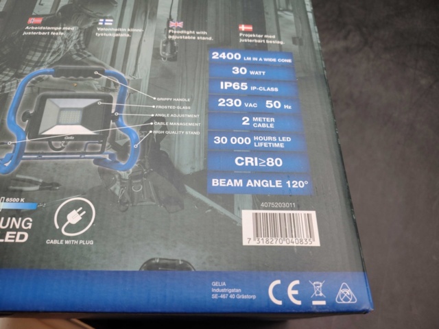 1487327-3 Arbetsbelysning - Gelia TARGET T30S, 30W LED, 2400 lumen, IP65