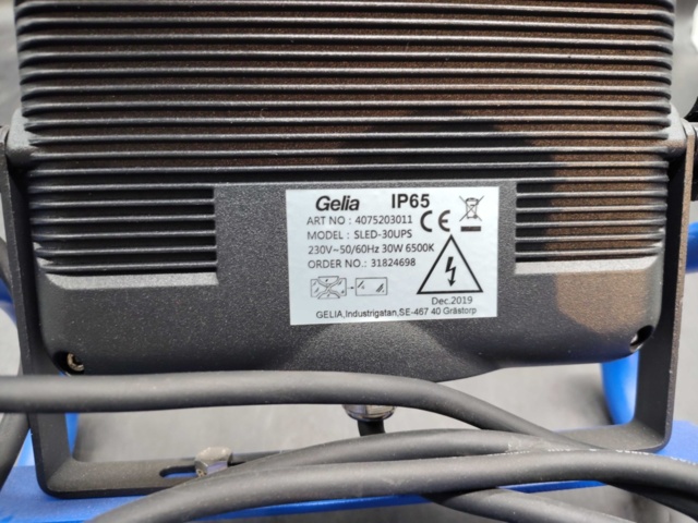 1487338-4 Arbetsbelysning - Gelia - LED 30W, IP65, 2 m kabel, golvstativ