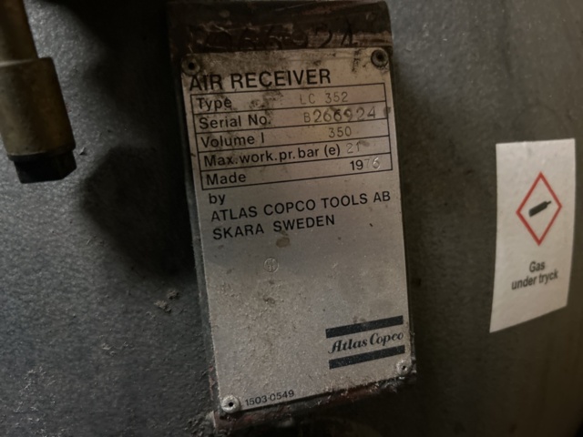 1454998-7 Screw compressor with separate pressure tank - Atlas Copco GA11 + 350L pressure tank