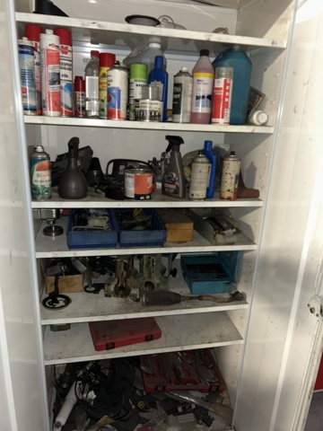 1454999-13 Cabinet 3 pcs with contents - vehicle parts, filters and workshop materials