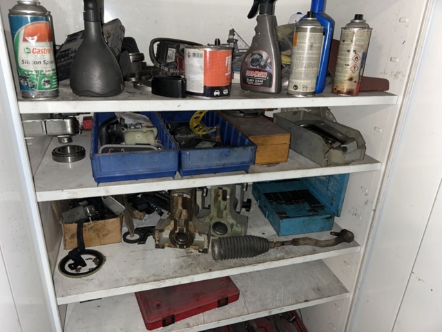 1454999-15 Cabinet 3 pcs with contents - vehicle parts, filters and workshop materials