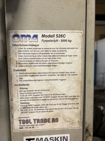 1455006-19 Four-pillar lift 5 tons - OMA 526C -2011