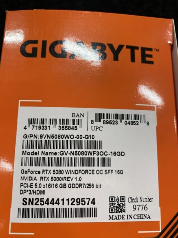 1479214-3 Graphics card Gigabyte GeForce RTX 5080 WINDFORCE OC SFF