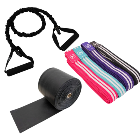 1489135-1 Resistance bands 4-pack, 10 pcs. Exertube deluxe light - black, Training elastic band roll