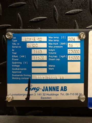 1468038-10 Ångpanna med industribrännare - Ång-Janne GTP Å12 -1993