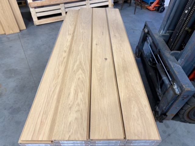 1489333-2 Floor oiled oak Woodura, Misty White, 1-strip, 5-G click floor, 87 sqm, XL