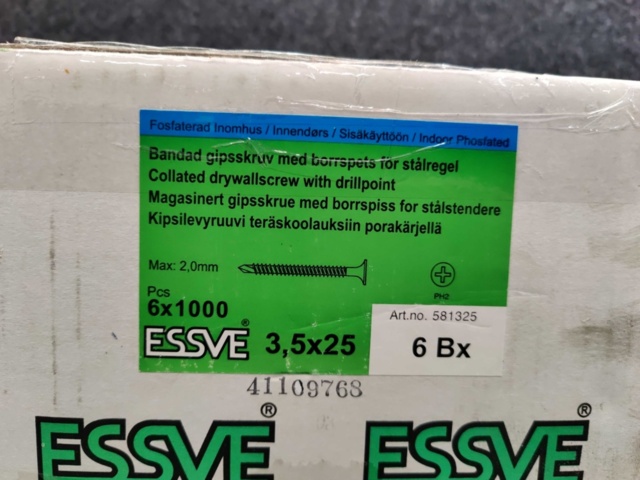 1489556-2 Approximately 6000 pieces of banded drywall screws 3.5x25mm, Essve