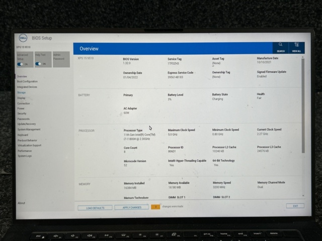 1457519-2 Laptop - Dell XPS 15 9510 - i7/16GB (without OS)