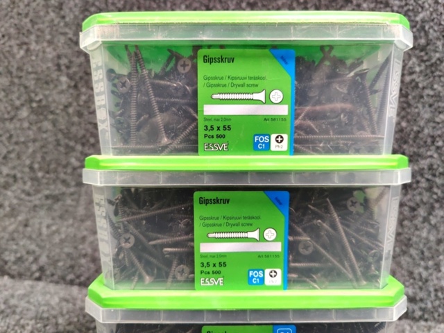 1490865-3 4 st Förpackningar Gipsskruv, Essve