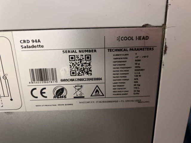 1384747-4 Refrigerated counter with 4 drawers - Cool Head CRD 94A Saladette -2023