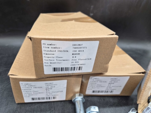1490991-3 Hexagon bolt, 100 pcs - M16x100, ISO 4014, 8.8, electro-galvanized