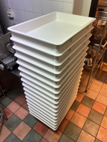 1384754-6 1 tray rack trolley and 17 dough trays