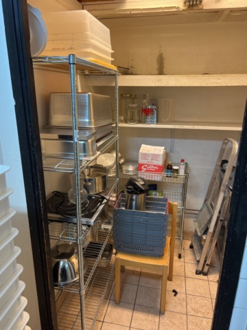 1384755-1 Collection of kitchen equipment, sheet metal shelves and stainless steel workbench