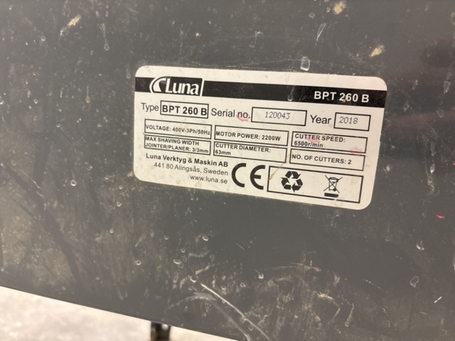 1469094-7 Planer and planer - Luna BPT 260 B - 2018