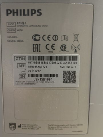 1453381-6 Ultrasound machine with probes and accessories - Philips EPIQ 7 -2015