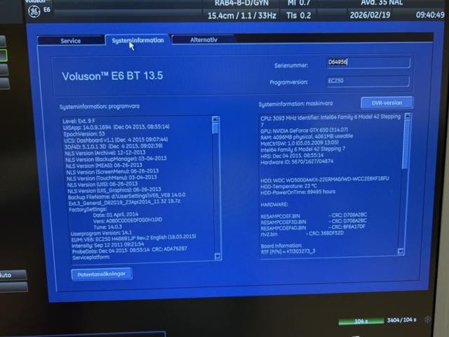 1453382-24 Ultrasound machine with probes and accessories - GE Voluson E6 -2016