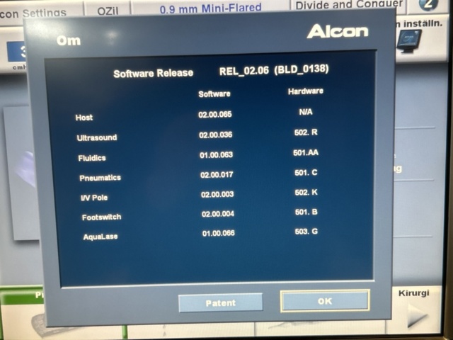 1404508-39 Fakoemulsifieringssystem med tillbehör – Alcon Accurus 600DS / Infiniti Vision System