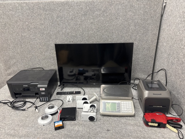 1436157-1 Collection of shop and office equipment - Epson / Honeywell / TCL / Axis and others.