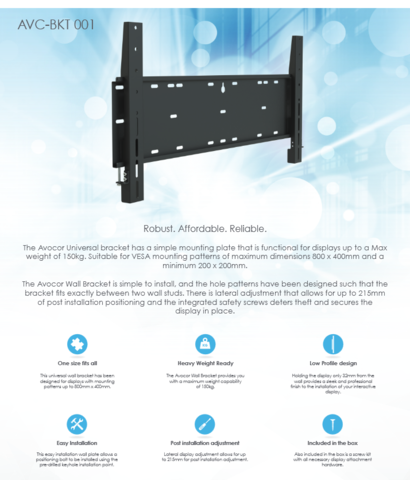 1486627-7 Wall bracket Avocor 800x400mm