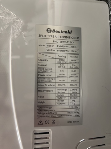 1492560-7 Air source heat pump for Nordic climate 12000 BTU, 3520W