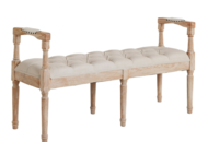 1492803 Normandie sittbänk med handtag - Antik finish / Linne