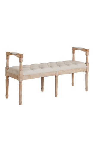 1492803-1 Normandie sittbänk med handtag - Antik finish / Linne