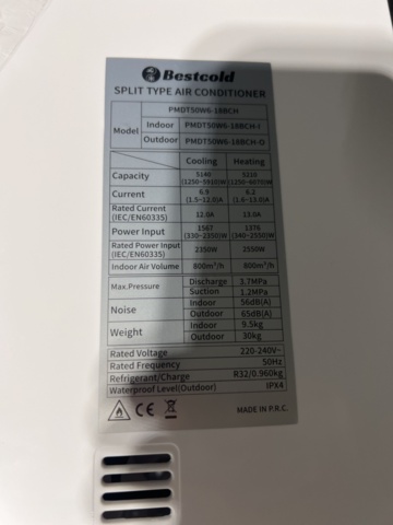 1492612-8 AC/ Air source heat pump for Nordic climate 18000 BTU, 5100W