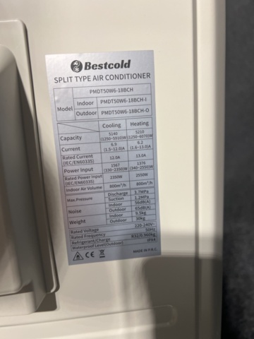 1492620-7 AC/ Air source heat pump for Nordic climate 18000 BTU, 5100W