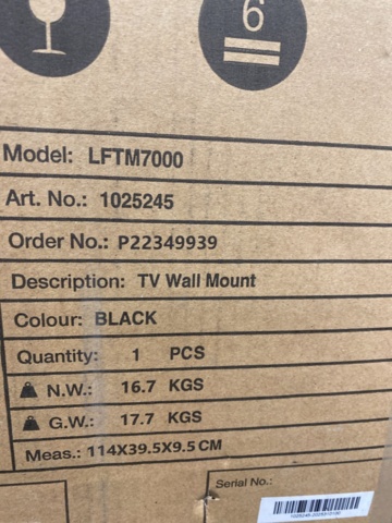 1489217-4 Wall mount Loeffen LFTM7000 TV tilt 43-90"