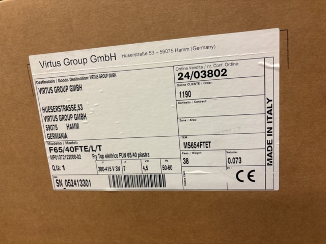 1469153-6 Electric grill plate (new in box) - Virtus MS654FTET