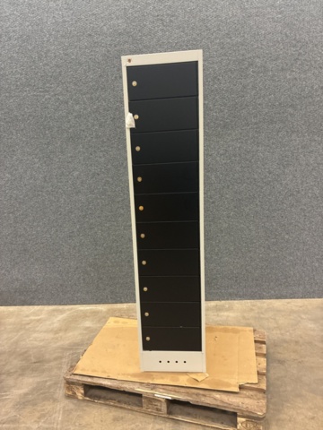 1492990-3 Charging cabinet RECOVER with 10 compartments 1800x400x500 mm, gray with black doors