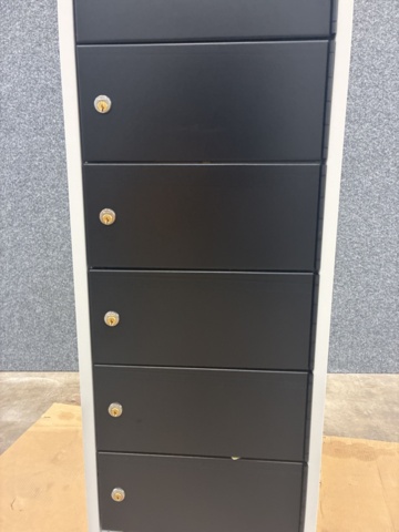 1492990-10 Charging cabinet RECOVER with 10 compartments 1800x400x500 mm, gray with black doors