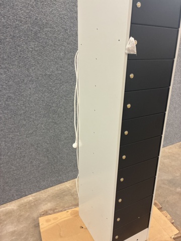 1492990-15 Charging cabinet RECOVER with 10 compartments 1800x400x500 mm, gray with black doors